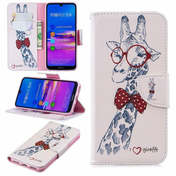

Чехол-книжка Deexe Color Wallet для Huawei Honor 8A / Honor 8A Prime / Y6s 2019 - Giraffe Wearing Glasses