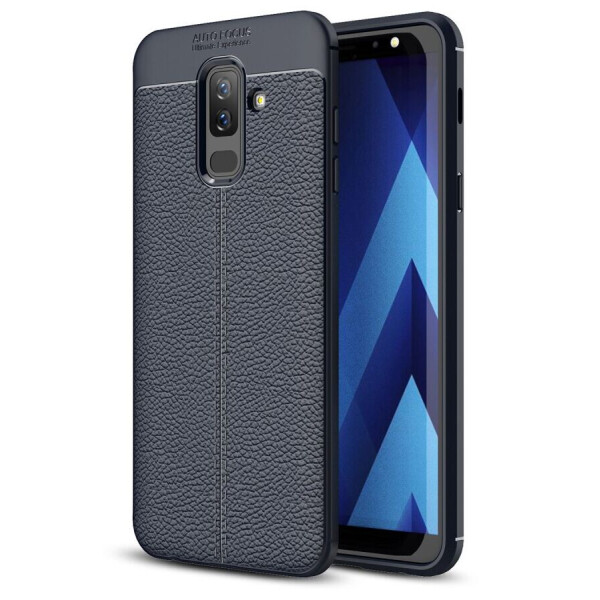 

Защитный чехол Deexe Leather Cover для Samsung Galaxy A6+ 2018 (A605) - Dark Blue
