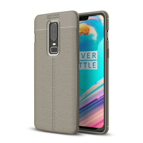 

Защитный чехол Deexe Leather Cover для OnePlus 6 - Grey