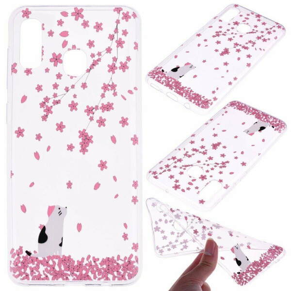 

Силиконовый (TPU) чехол Deexe Pretty Glossy для Samsung Galaxy A30 (A305) - Flower and Cat