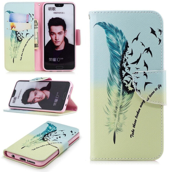 

Чехол-книжка Deexe Color Wallet для Huawei Honor 10 - Feather Pattern