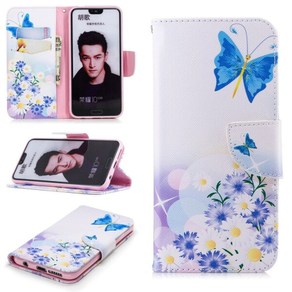 

Чехол-книжка Deexe Color Wallet для Huawei Honor 10 - Butterfly in Flowers B