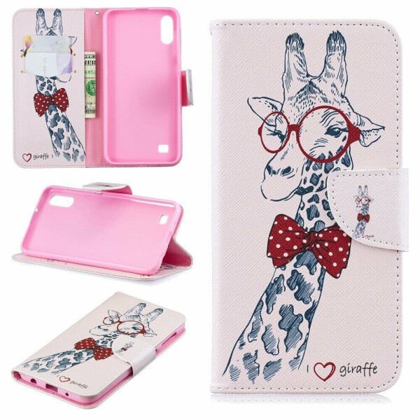 

Чехол-книжка Deexe Color Wallet для Samsung Galaxy A10 (A105) - Adorable Giraffe Wearing Glasses