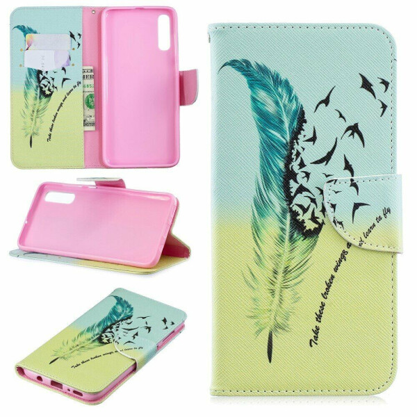 

Чехол-книжка Deexe Color Wallet для Samsung Galaxy A70 (A705) - Feather Pattern