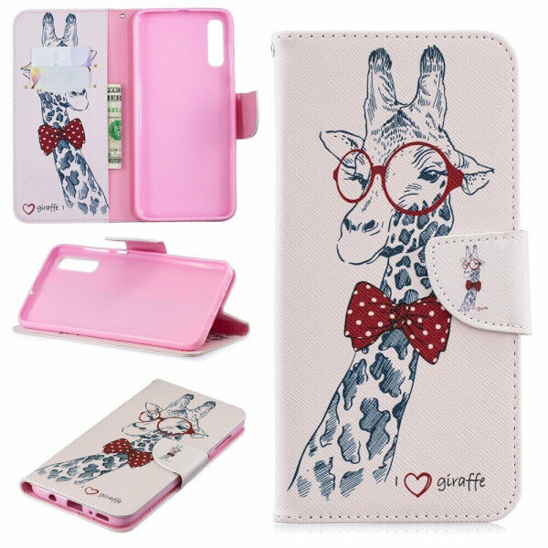 

Чехол-книжка Deexe Color Wallet для Samsung Galaxy A70 (A705) - Giraffe Wearing Glasses