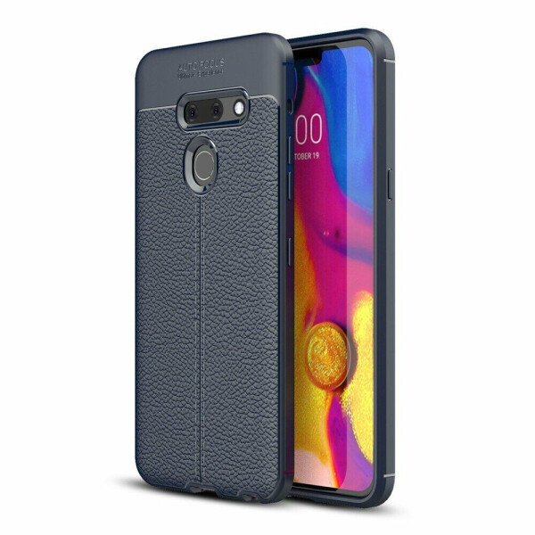

Защитный чехол Deexe Leather Cover для LG G8 ThinQ - Dark Blue