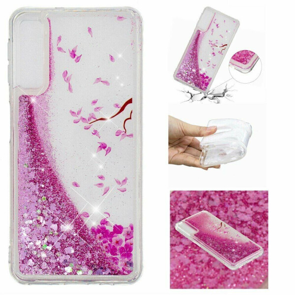 

Силиконовый (TPU) чехол Deexe Liquid Glitter для Samsung Galaxy A7 2018 (A750) - Falling Flower