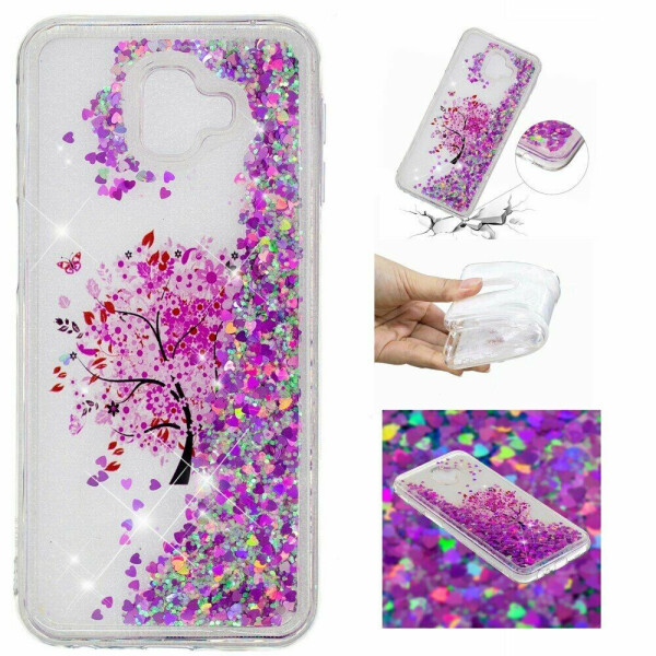 

Силиконовый (TPU) чехол Deexe Liquid Glitter для Samsung Galaxy J6+ (J610) - Tree with Pink Flower