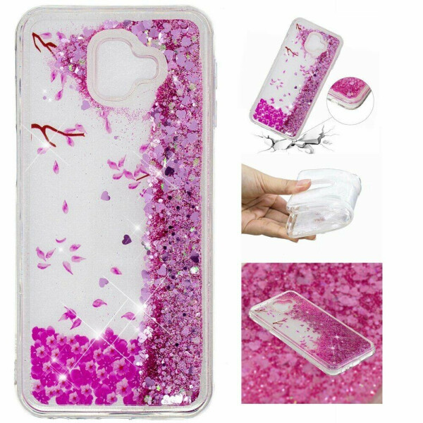 

Силиконовый (TPU) чехол Deexe Liquid Glitter для Samsung Galaxy J6+ (J610) - Falling Flower