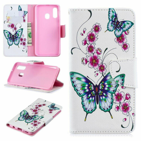 

Чехол-книжка Deexe Color Wallet для Samsung Galaxy A40 (А405) - Butterflies and Flowers