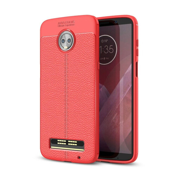 

Защитный чехол Deexe Leather Cover для Motorola Moto Z3 Play - Red