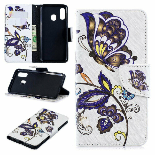 

Чехол-книжка Deexe Color Wallet для Samsung Galaxy A40 (А405) - Butterfly and Flower