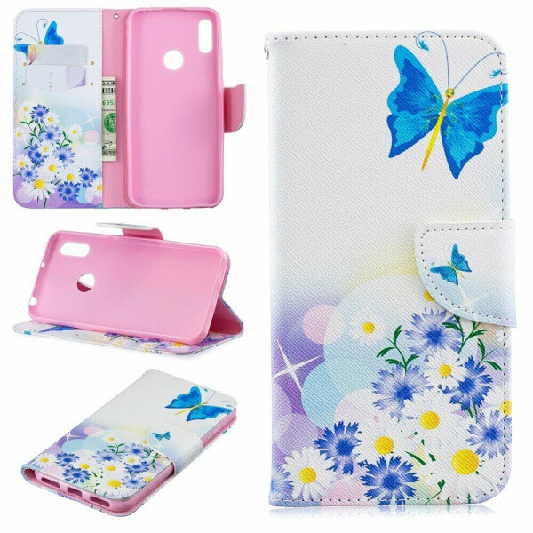 

Чехол-книжка Deexe Color Wallet для Huawei Y6 2019 - Blue Butterfly