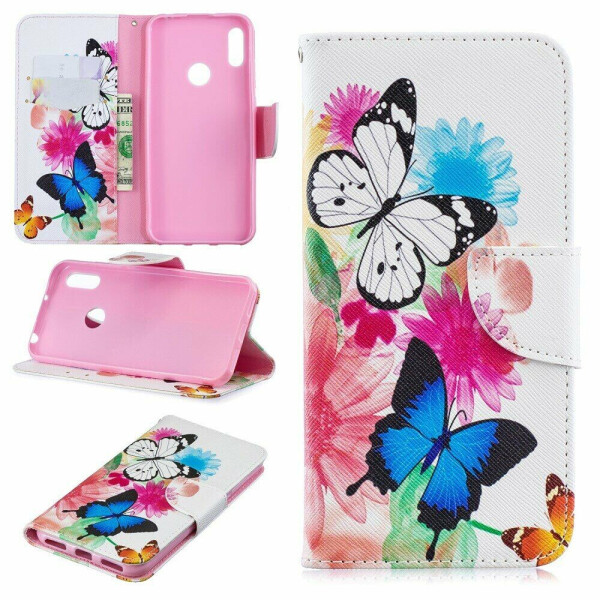 

Чехол-книжка Deexe Color Wallet для Huawei Y6 2019 - Butterflies and Flowers