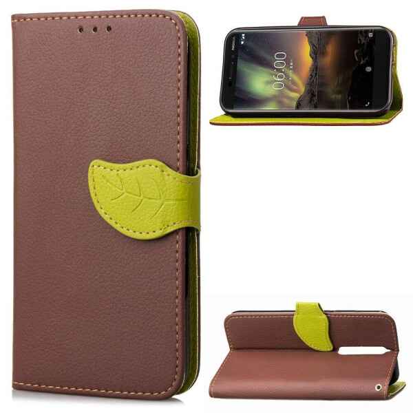 

Чехол-книжка Deexe Leaf Buckle для Nokia 6 2018 / Nokia 6.1 - Brown