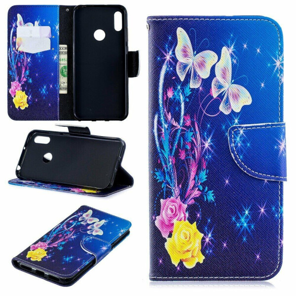 

Чехол-книжка Deexe Color Wallet для Huawei Y6 2019 - Roses and Butterflies