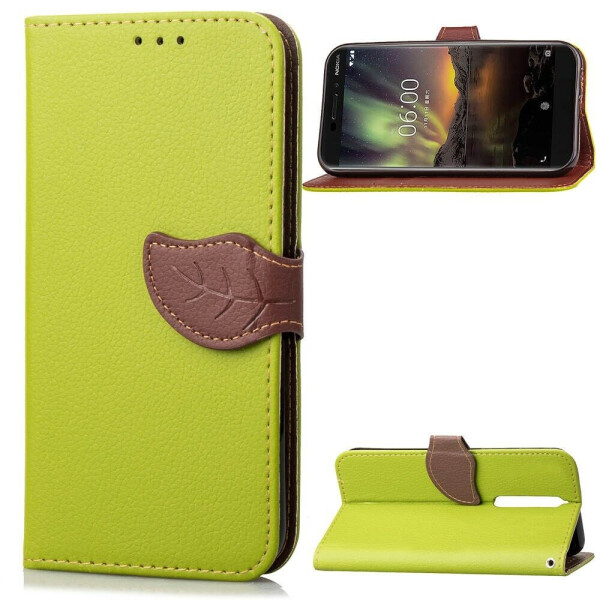 

Чехол-книжка Deexe Leaf Buckle для Nokia 6 2018 / Nokia 6.1 - Green