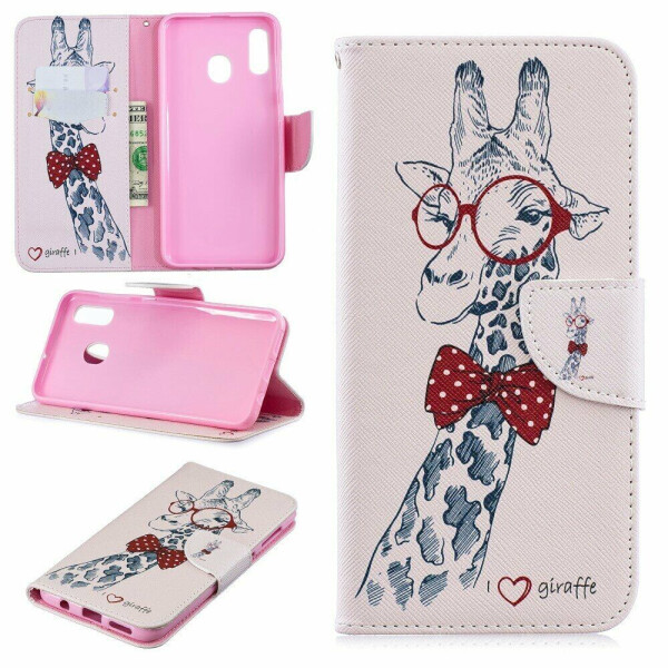 

Чехол-книжка Deexe Color Wallet для Samsung Galaxy A30 (A305) / A20 (A205) - Giraffe Wearing Glasses
