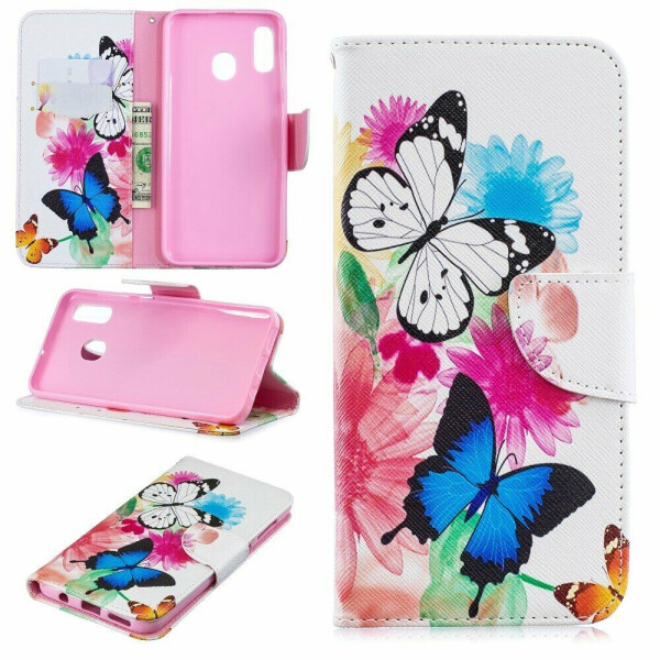 

Чехол-книжка Deexe Color Wallet для Samsung Galaxy A30 (A305) / A20 (A205) - Butterflies and Flowers