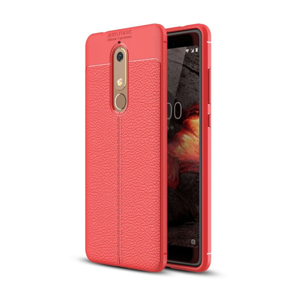

Защитный чехол Deexe Leather Cover для Nokia 5 2018 / Nokia 5.1 - Red