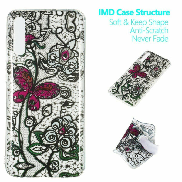 

Силиконовый (TPU) чехол Deexe Pretty Glossy для Samsung Galaxy A70 (A705) - Black Lace and Butterfly