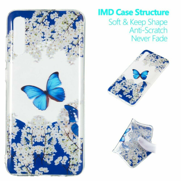 

Силиконовый (TPU) чехол Deexe Pretty Glossy для Samsung Galaxy A70 (A705) - Butterfly and White Flowers