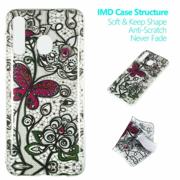 

Силиконовый (TPU) чехол Deexe Pretty Glossy для Samsung Galaxy A50 (A505) - Black Lace and Butterfly