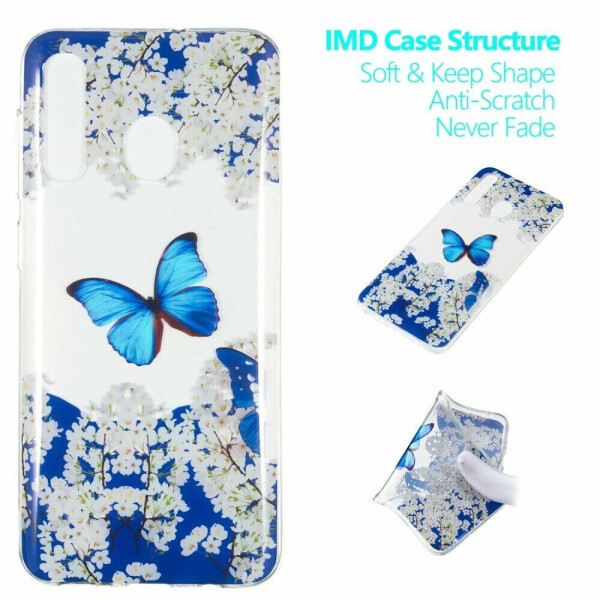 

Силиконовый (TPU) чехол Deexe Pretty Glossy для Samsung Galaxy A50 (A505) - Butterfly and White Flowers
