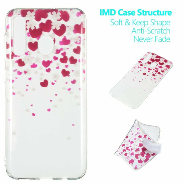 Силиконовый (TPU) чехол Deexe Pretty Glossy для Samsung Galaxy A50 (A505) - Hearts and Flowers