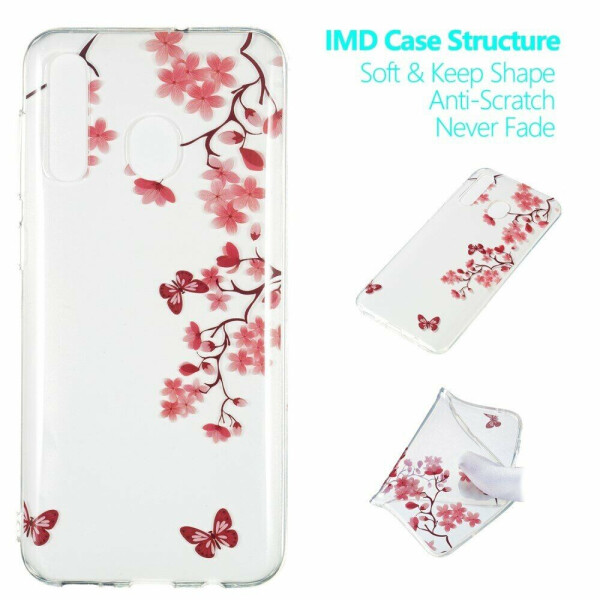 

Силиконовый (TPU) чехол Deexe Pretty Glossy для Samsung Galaxy A50 (A505) - Butterfly and Flower