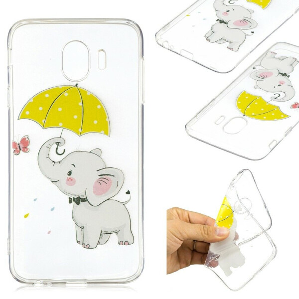 

Силиконовый (TPU) чехол Deexe Pretty Glossy для Samsung Galaxy J4 2018 (J400) - Elephant Holding an Umbrella