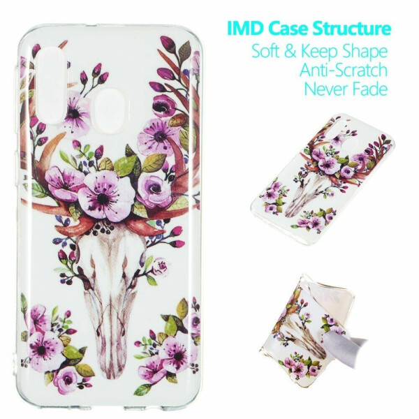 

Силиконовый (TPU) чехол Deexe LumiCase для Samsung Galaxy A40 (А405) - Flowered Elk