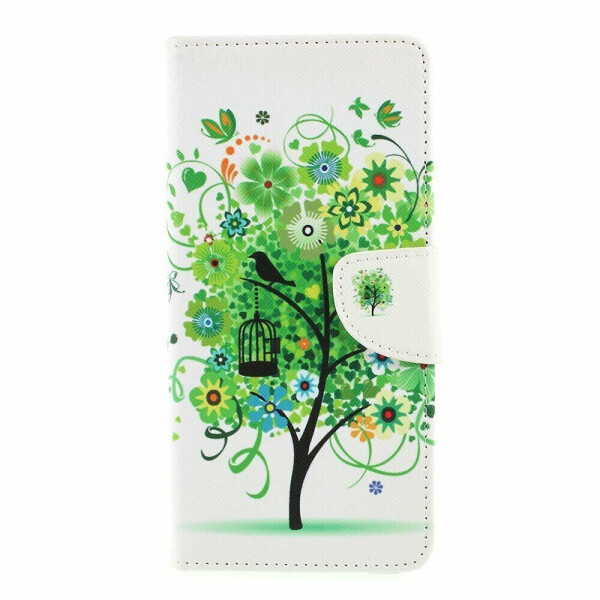 

Чехол-книжка Deexe Color Wallet для Sony Xperia 1 - Green Flower Tree