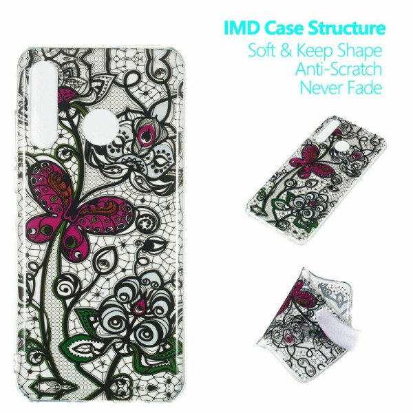 

Силиконовый (TPU) чехол Deexe Pretty Glossy для Huawei P30 Lite - Butterfly and Lace Flower