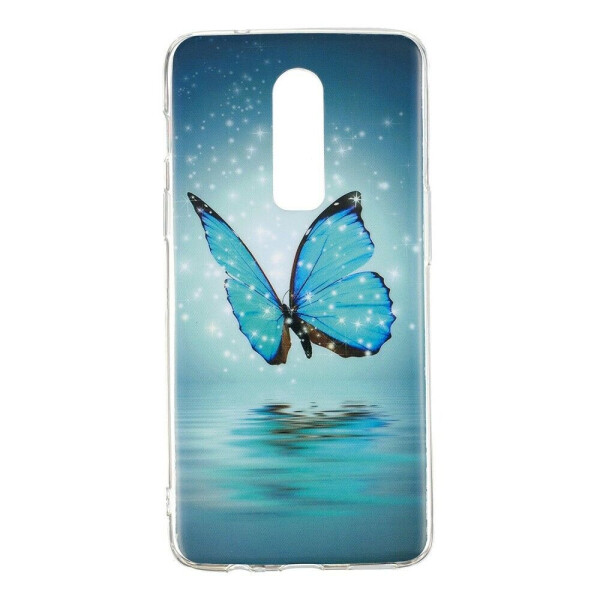 

Чехол силиконовый (TPU) Deexe LumiCase для OnePlus 6 - Blue Butterfly