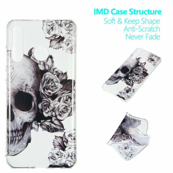 

Силиконовый (TPU) чехол Deexe Pretty Glossy для Huawei P30 Lite - Skull and Flower