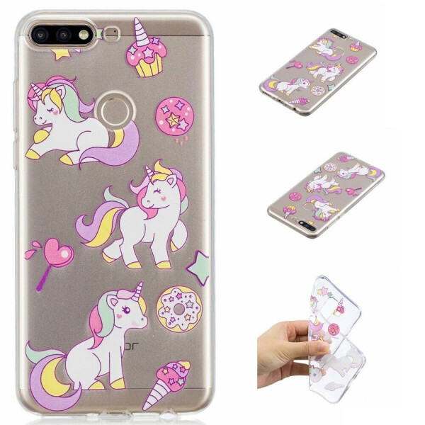 

Силиконовый (TPU) чехол Deexe Pretty Glossy для Huawei Y6 2018 - Doughnut and Unicorn