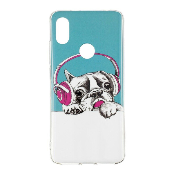 

Чехол силиконовый (TPU) Deexe LumiCase для Xiaomi Redmi S2 - Pug Wearing Headphone