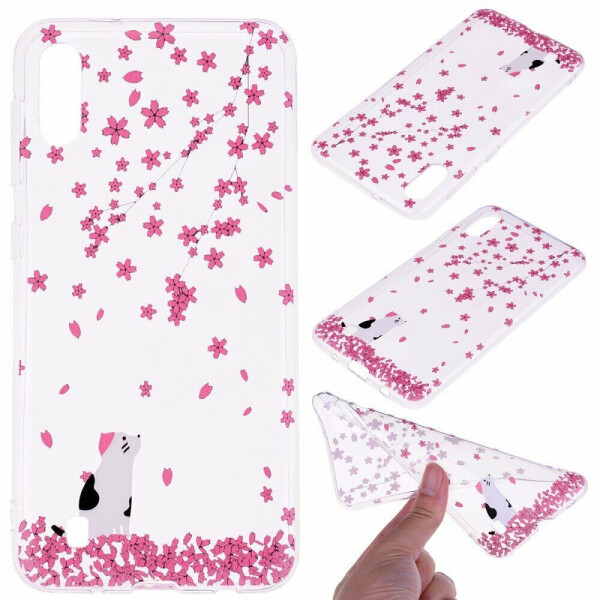 

Силиконовый (TPU) чехол Deexe Pretty Glossy для Samsung Galaxy A10 (A105) - Flower and Cat