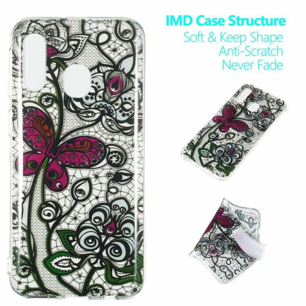 

Силиконовый (TPU) чехол Deexe Pretty Glossy для Samsung Galaxy A40 (А405) - Black Lace and Butterfly