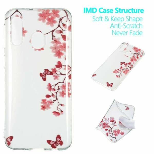

Силиконовый (TPU) чехол Deexe Pretty Glossy для Samsung Galaxy A40 (А405) - Butterfly and Flower