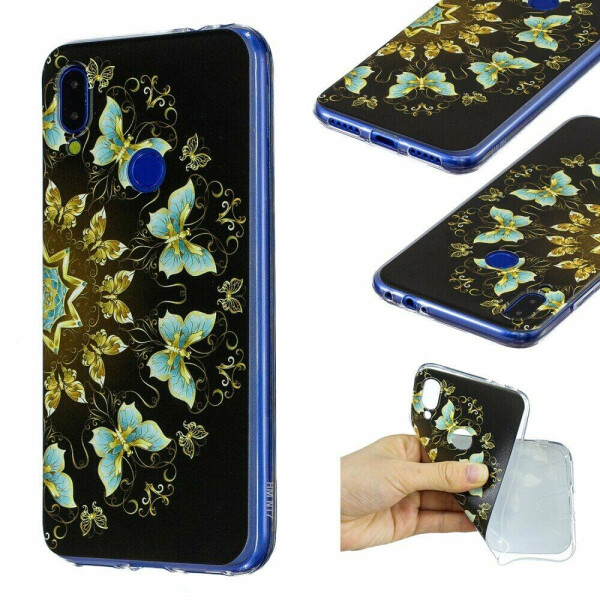 

Силиконовый (TPU) чехол Deexe Pretty Glossy для Xiaomi Redmi Note 7 / Note 7 Pro - Gold and Blue Butterfly