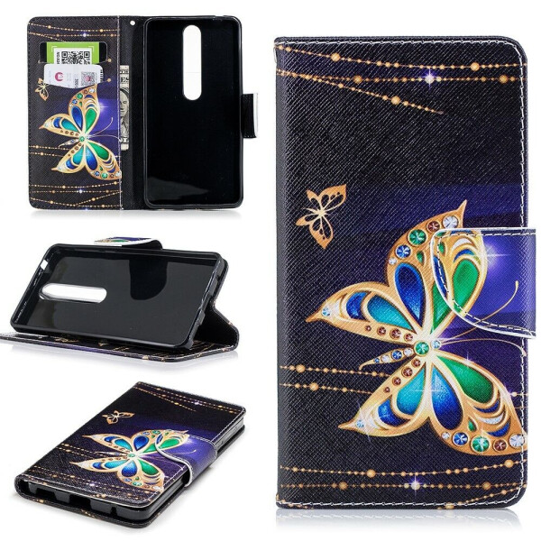 

Чехол-книжка Deexe Color Wallet для Nokia 6 (2018) / Nokia 6.1 - Luxury Butterfly B