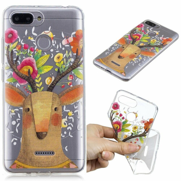 

Силиконовый (TPU) чехол Deexe Pretty Glossy для Xiaomi Redmi 6 - Flowered Elk