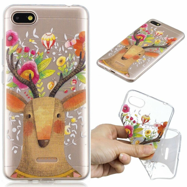 

Силиконовый (TPU) чехол Deexe Pretty Glossy для Xiaomi Redmi 6A - Flowered Elk