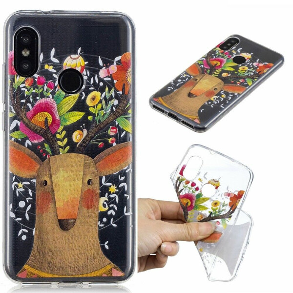 

Силиконовый (TPU) чехол Deexe Pretty Glossy для Xiaomi Redmi 6 Pro / Mi A2 Lite - Flowered Elk