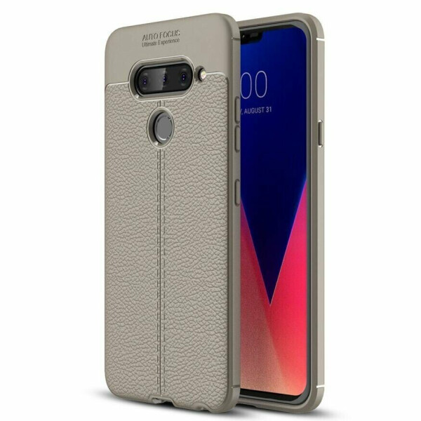 

Защитный чехол Deexe Leather Cover для LG V40 ThinQ - Grey