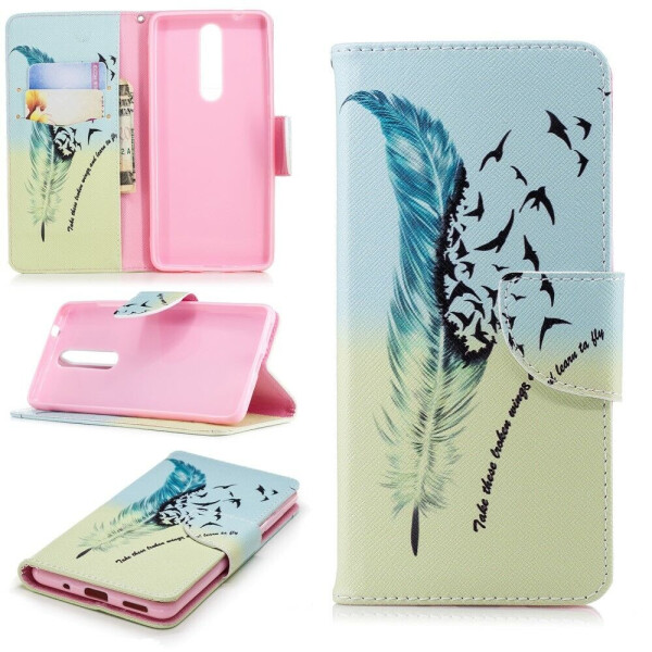 

Чехол-книжка Deexe Color Wallet для Nokia 5 2018 / Nokia 5.1 - Feather Pattern