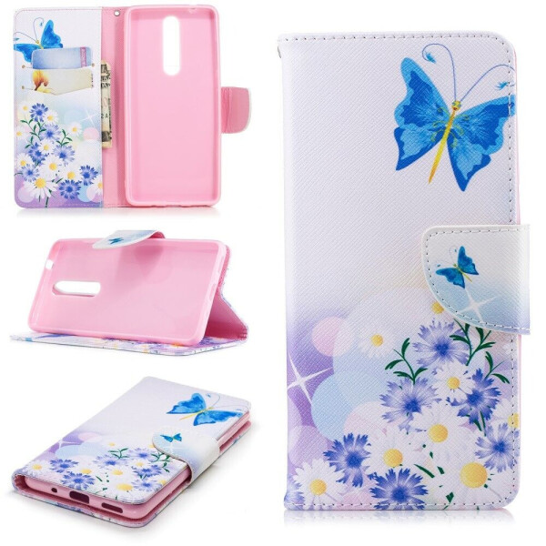 

Чехол-книжка Deexe Color Wallet для Nokia 5 2018 / Nokia 5.1 - Blue Butterflies