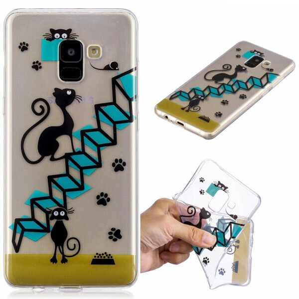 

Силиконовый (TPU) чехол Deexe Pretty Glossy для Samsung Galaxy A8+ (A730) - Cats and Ladder